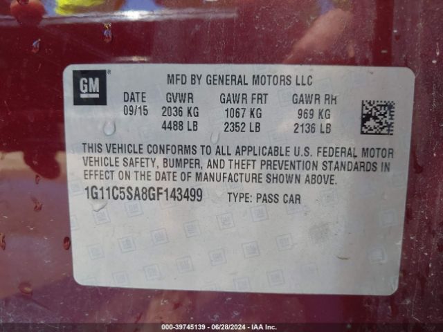 Photo 8 VIN: 1G11C5SA8GF143499 - CHEVROLET MALIBU LIMITED 