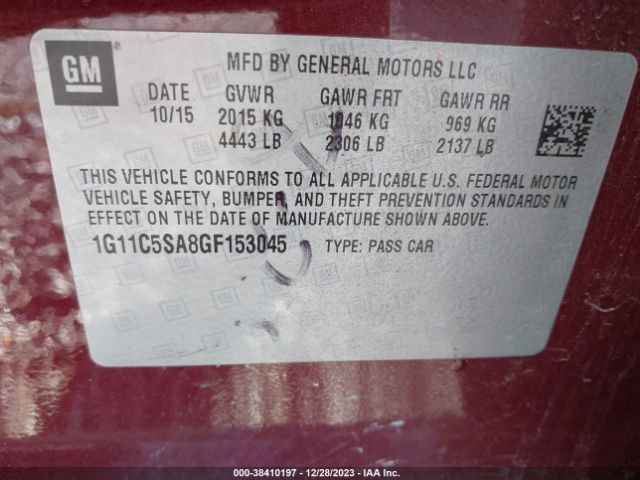 Photo 8 VIN: 1G11C5SA8GF153045 - CHEVROLET MALIBU LIMITED 