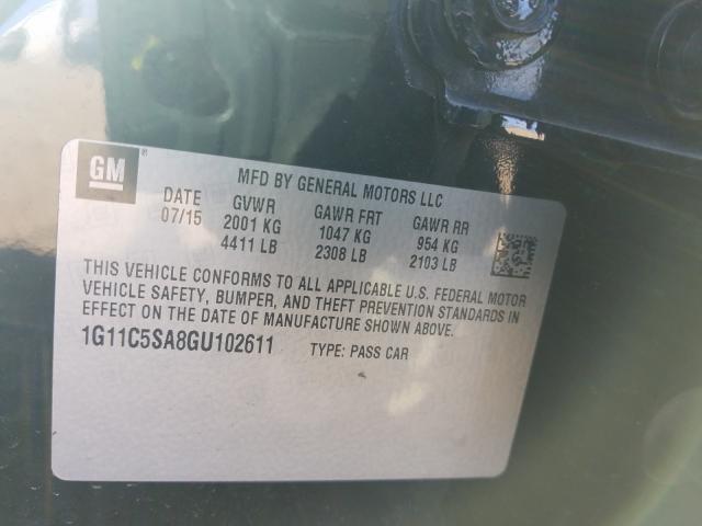 Photo 9 VIN: 1G11C5SA8GU102611 - CHEVROLET MALIBU LIM 