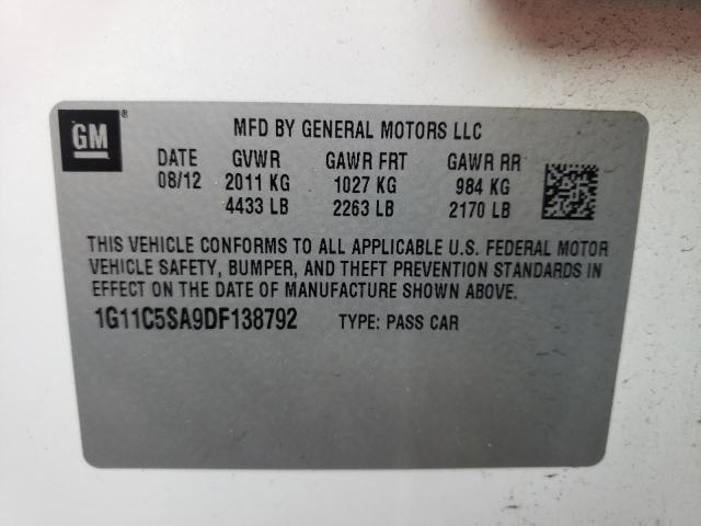 Photo 9 VIN: 1G11C5SA9DF138792 - CHEVROLET MALIBU 1LT 