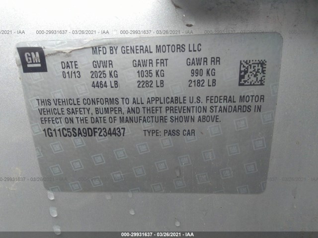 Photo 8 VIN: 1G11C5SA9DF234437 - CHEVROLET MALIBU 