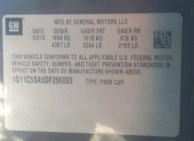 Photo 8 VIN: 1G11C5SA9DF266093 - CHEVROLET MALIBU 