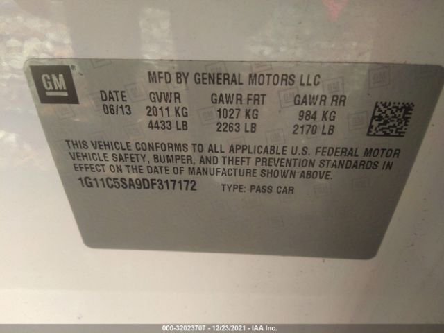 Photo 8 VIN: 1G11C5SA9DF317172 - CHEVROLET MALIBU 