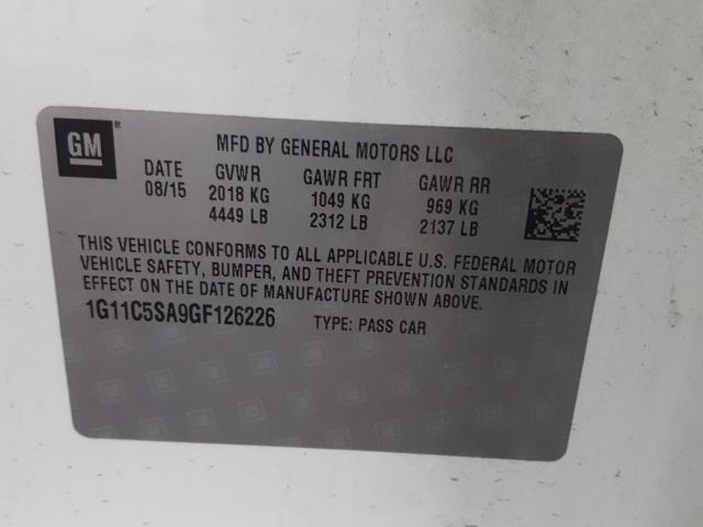 Photo 9 VIN: 1G11C5SA9GF126226 - CHEVROLET MALIBU 