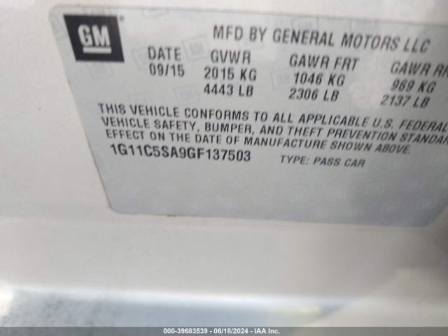 Photo 8 VIN: 1G11C5SA9GF137503 - CHEVROLET MALIBU LIMITED 