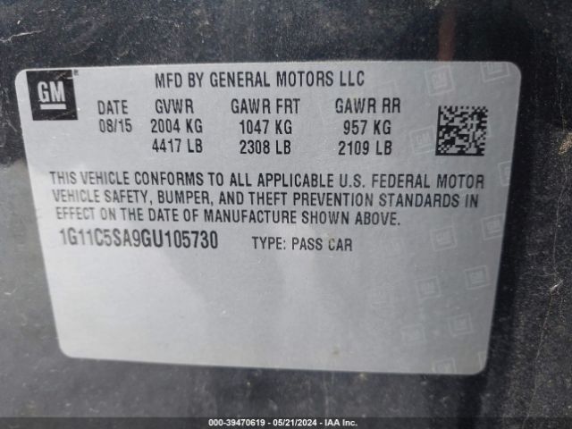 Photo 8 VIN: 1G11C5SA9GU105730 - CHEVROLET MALIBU LIMITED 