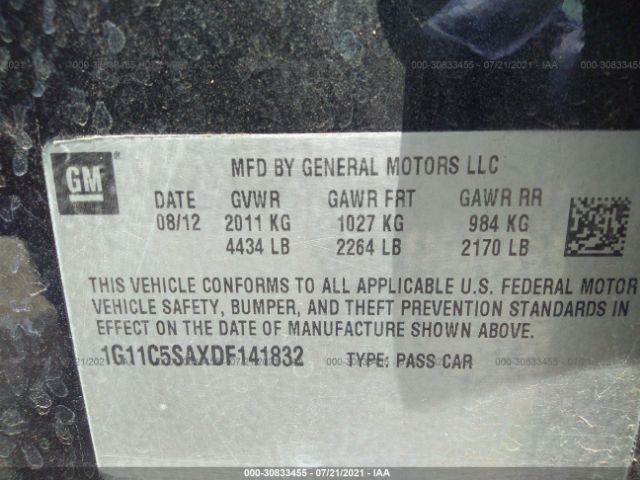 Photo 8 VIN: 1G11C5SAXDF141832 - CHEVROLET MALIBU 