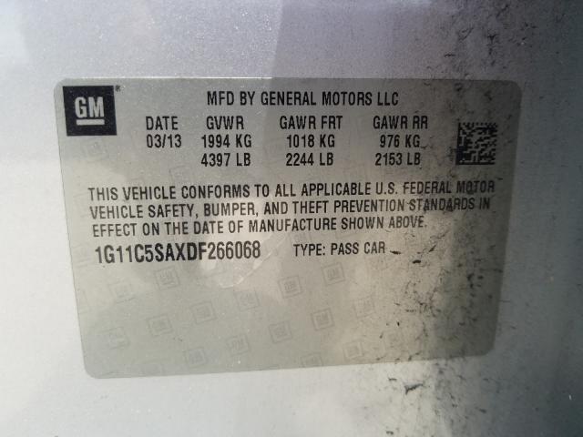 Photo 9 VIN: 1G11C5SAXDF266068 - CHEVROLET MALIBU 1LT 