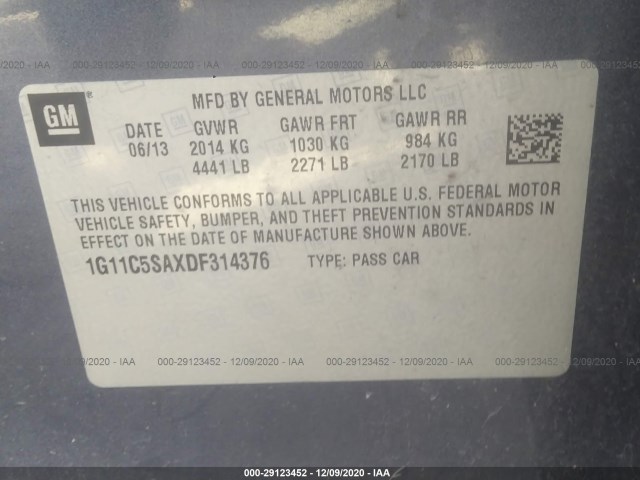 Photo 8 VIN: 1G11C5SAXDF314376 - CHEVROLET MALIBU 