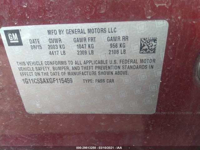 Photo 8 VIN: 1G11C5SAXGF115459 - CHEVROLET MALIBU LIMITED 