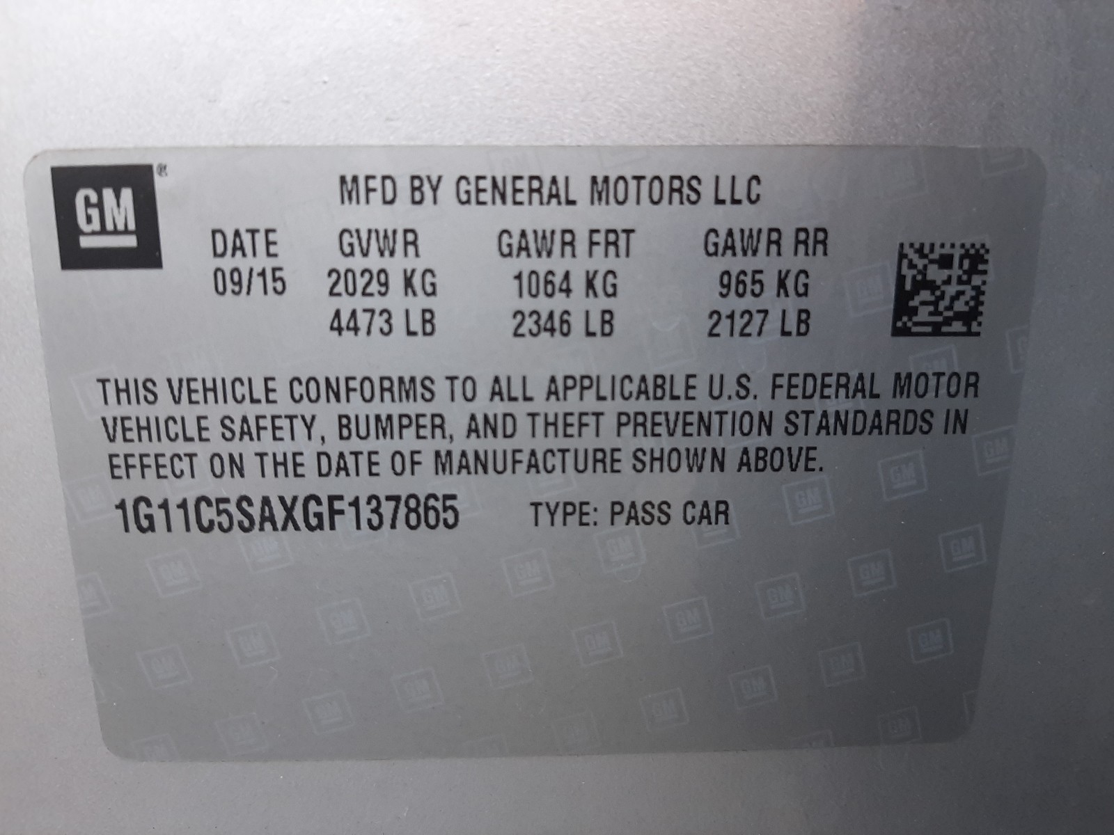 Photo 9 VIN: 1G11C5SAXGF137865 - CHEVROLET MALIBU LIM 