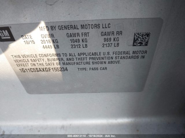 Photo 8 VIN: 1G11C5SAXGF155234 - CHEVROLET MALIBU LIMITED 