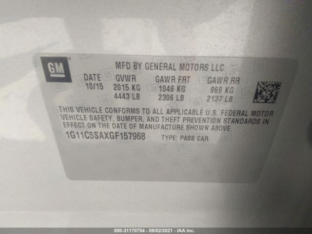 Photo 8 VIN: 1G11C5SAXGF157968 - CHEVROLET MALIBU LIMITED 