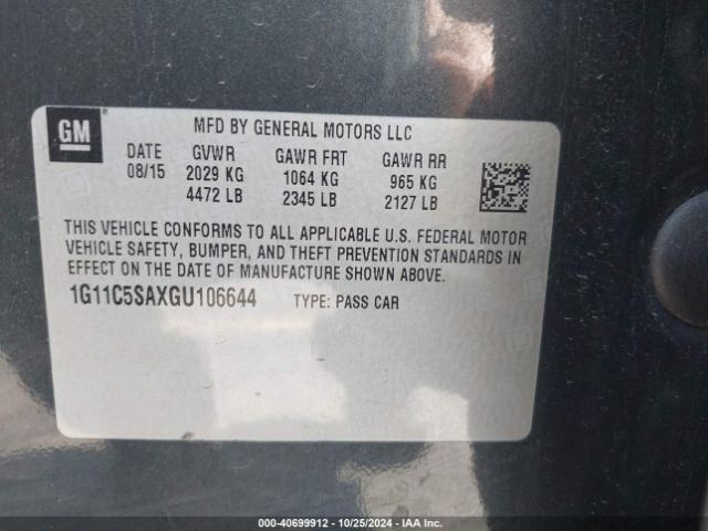 Photo 8 VIN: 1G11C5SAXGU106644 - CHEVROLET MALIBU LIMITED 