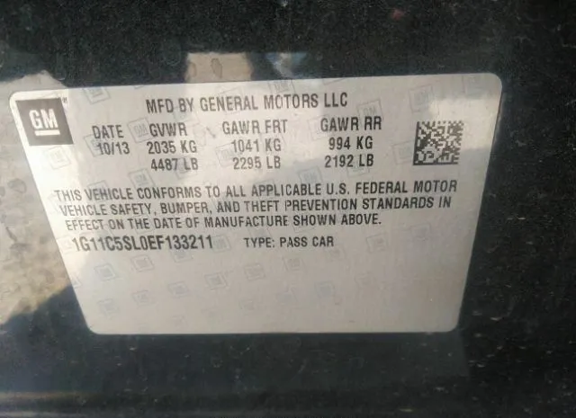 Photo 8 VIN: 1G11C5SL0EF133211 - CHEVROLET MALIBU 