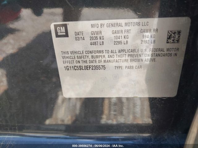 Photo 8 VIN: 1G11C5SL0EF235575 - CHEVROLET MALIBU 