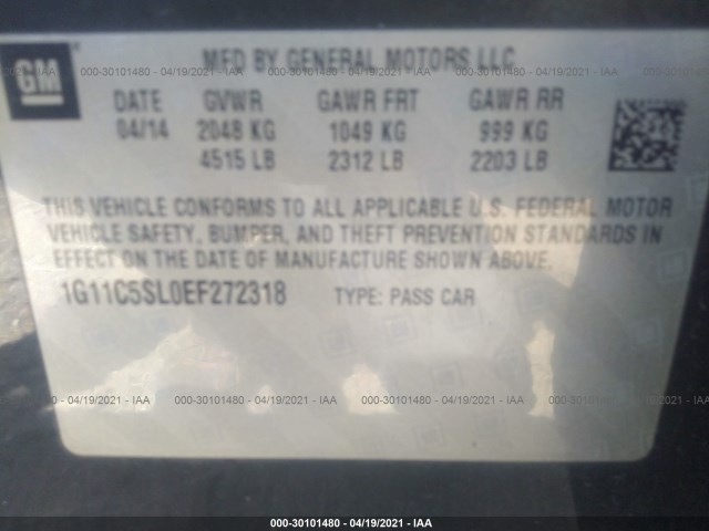 Photo 8 VIN: 1G11C5SL0EF272318 - CHEVROLET MALIBU 