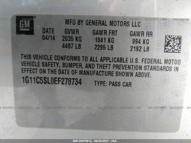 Photo 8 VIN: 1G11C5SL0EF278734 - CHEVROLET MALIBU 