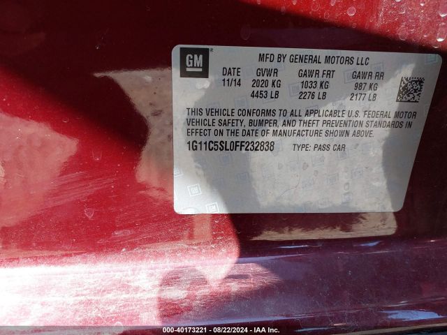 Photo 8 VIN: 1G11C5SL0FF232838 - CHEVROLET MALIBU 