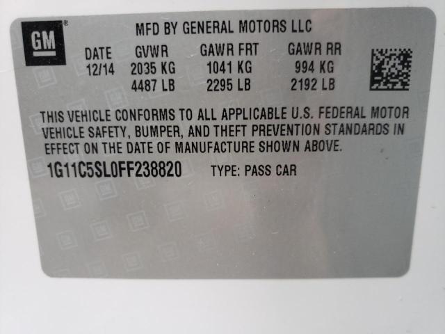 Photo 9 VIN: 1G11C5SL0FF238820 - CHEVROLET MALIBU 1LT 