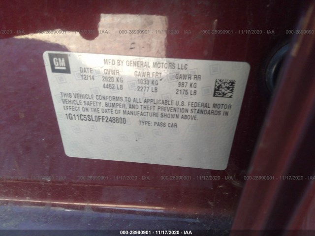 Photo 8 VIN: 1G11C5SL0FF248800 - CHEVROLET MALIBU 