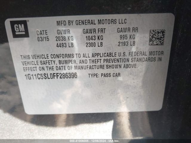 Photo 8 VIN: 1G11C5SL0FF286396 - CHEVROLET MALIBU 