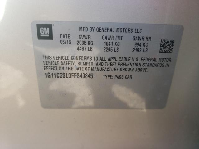 Photo 9 VIN: 1G11C5SL0FF340845 - CHEVROLET MALIBU 1LT 