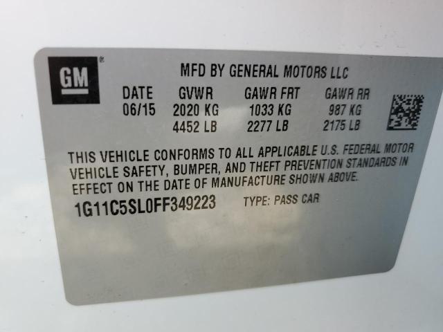 Photo 9 VIN: 1G11C5SL0FF349223 - CHEVROLET MALIBU 1LT 