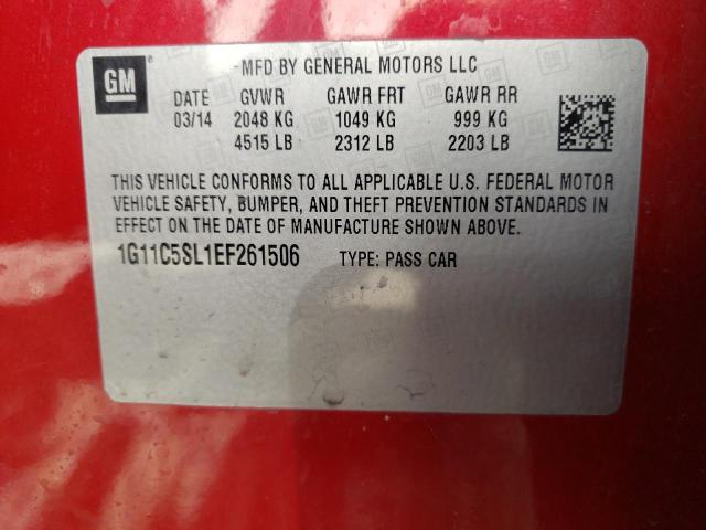 Photo 9 VIN: 1G11C5SL1EF261506 - CHEVROLET MALIBU 1LT 