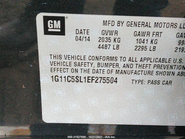 Photo 8 VIN: 1G11C5SL1EF275504 - CHEVROLET MALIBU 