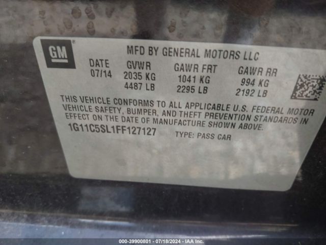 Photo 8 VIN: 1G11C5SL1FF127127 - CHEVROLET MALIBU 