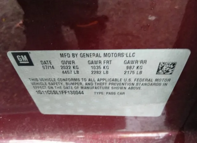 Photo 8 VIN: 1G11C5SL1FF130044 - CHEVROLET MALIBU 