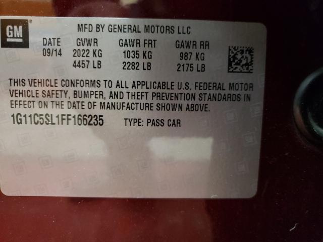 Photo 9 VIN: 1G11C5SL1FF166235 - CHEVROLET MALIBU 