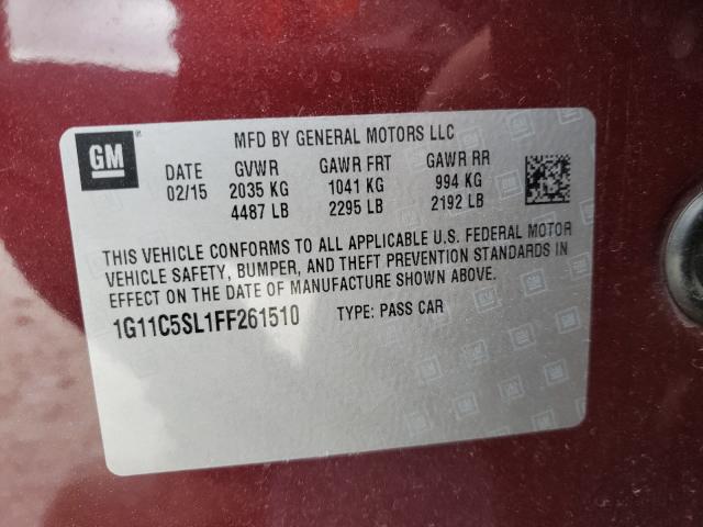 Photo 9 VIN: 1G11C5SL1FF261510 - CHEVROLET MALIBU 1LT 