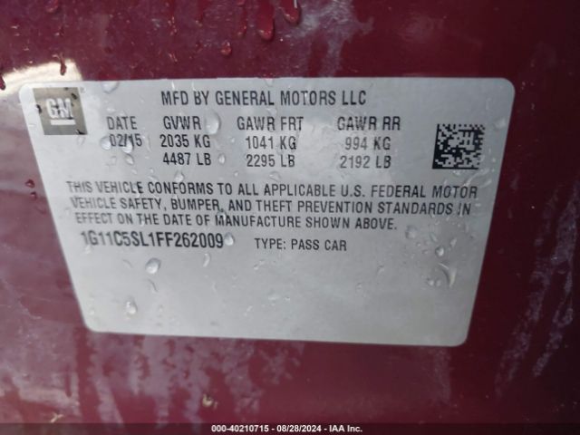 Photo 8 VIN: 1G11C5SL1FF262009 - CHEVROLET MALIBU 