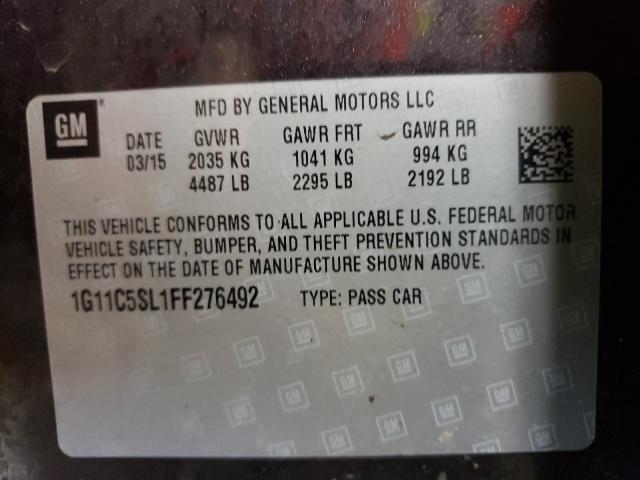 Photo 9 VIN: 1G11C5SL1FF276492 - CHEVROLET MALIBU 1LT 