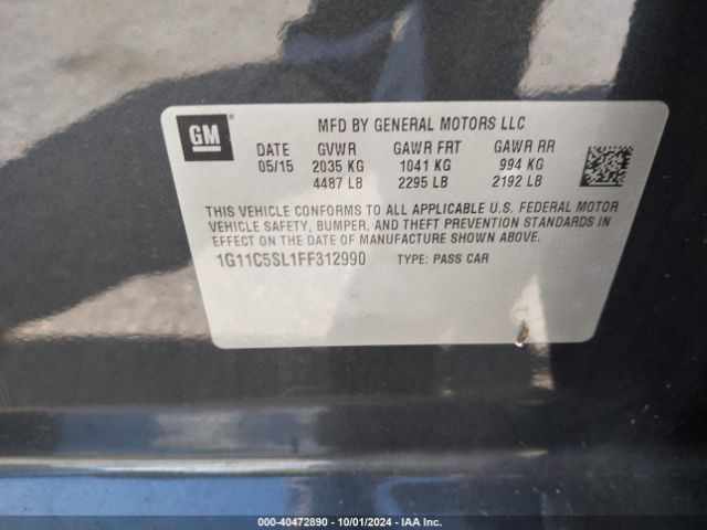 Photo 8 VIN: 1G11C5SL1FF312990 - CHEVROLET MALIBU 