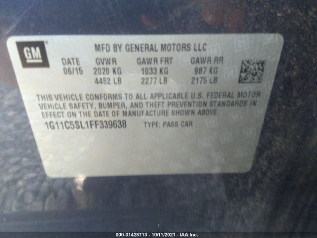 Photo 8 VIN: 1G11C5SL1FF339638 - CHEVROLET MALIBU 