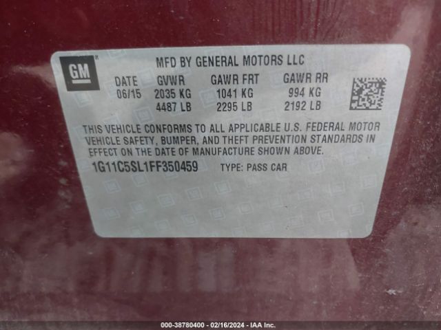 Photo 8 VIN: 1G11C5SL1FF350459 - CHEVROLET MALIBU 