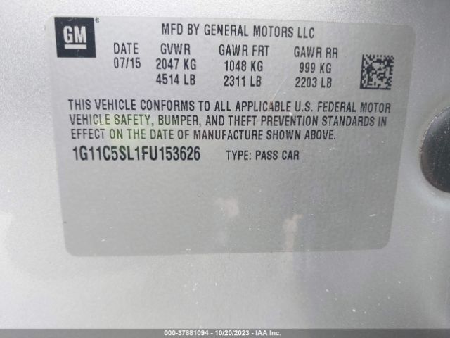 Photo 8 VIN: 1G11C5SL1FU153626 - CHEVROLET MALIBU 