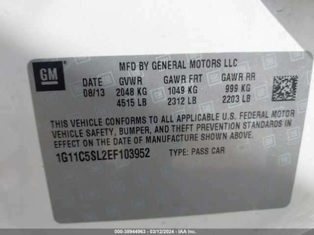 Photo 8 VIN: 1G11C5SL2EF103952 - CHEVROLET MALIBU 