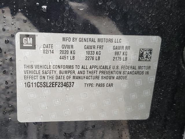 Photo 9 VIN: 1G11C5SL2EF234637 - CHEVROLET MALIBU 1LT 