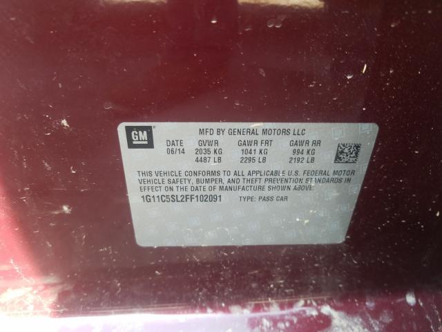 Photo 9 VIN: 1G11C5SL2FF102091 - CHEVROLET MALIBU 1LT 