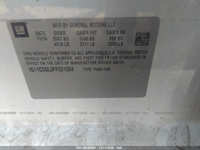 Photo 8 VIN: 1G11C5SL2FF221324 - CHEVROLET MALIBU 