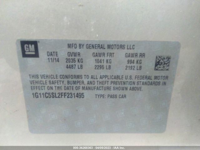 Photo 8 VIN: 1G11C5SL2FF231495 - CHEVROLET MALIBU 