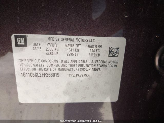 Photo 8 VIN: 1G11C5SL2FF266019 - CHEVROLET MALIBU 