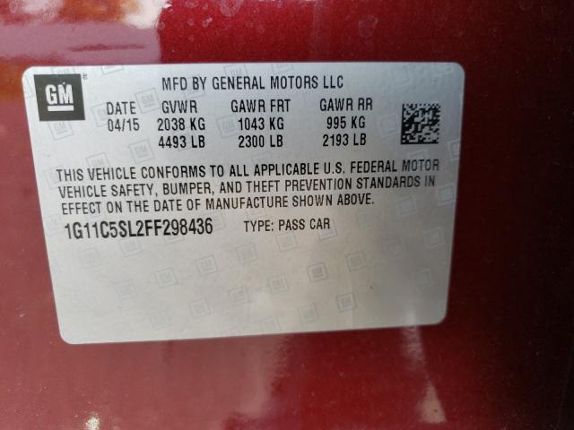 Photo 9 VIN: 1G11C5SL2FF298436 - CHEVROLET MALIBU 1LT 