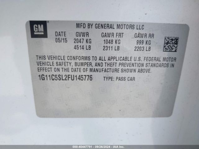 Photo 8 VIN: 1G11C5SL2FU145776 - CHEVROLET MALIBU 