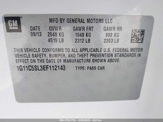 Photo 8 VIN: 1G11C5SL3EF112143 - CHEVROLET MALIBU 