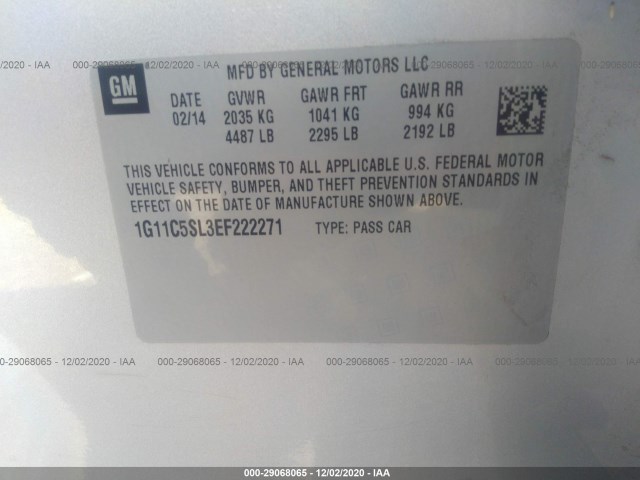 Photo 8 VIN: 1G11C5SL3EF222271 - CHEVROLET MALIBU 